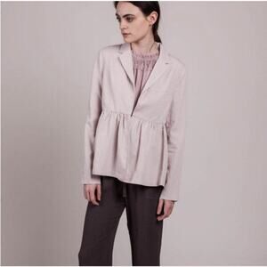 Ulla Johnson Lavender Amadie Peplum Ruffled Twill Hook Closure Blazer Size 4